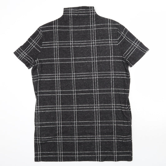 Select Womens Grey Check Polyester Pencil Dress  Size 14  High Neck Pullover