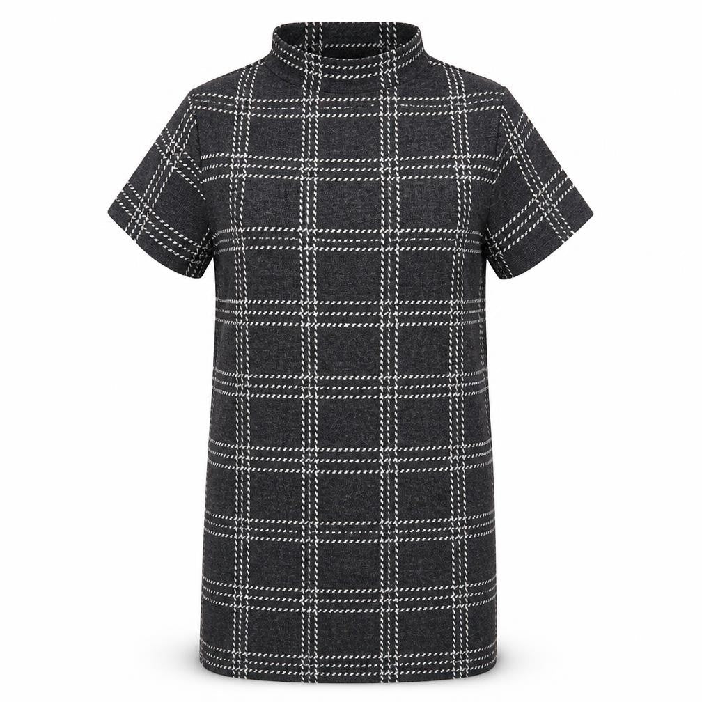 Select Womens Grey Check Polyester Pencil Dress  Size 14  High Neck Pullover
