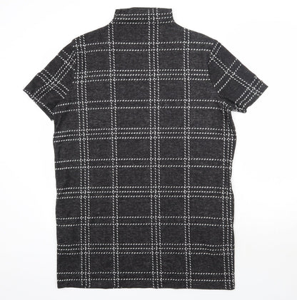 Select Womens Grey Check Polyester Pencil Dress  Size 14  High Neck Pullover