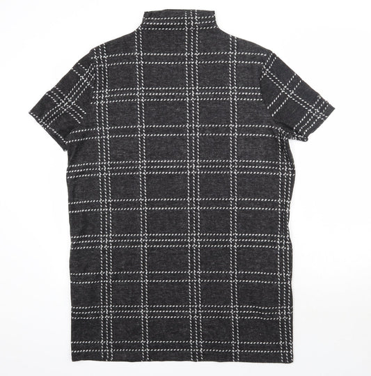 Select Womens Grey Check Polyester Pencil Dress  Size 14  High Neck Pullover