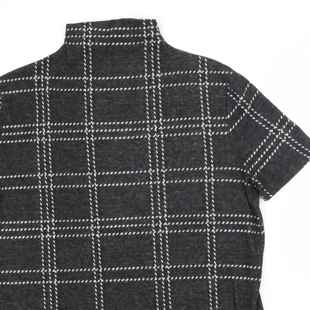 Select Womens Grey Check Polyester Pencil Dress  Size 14  High Neck Pullover