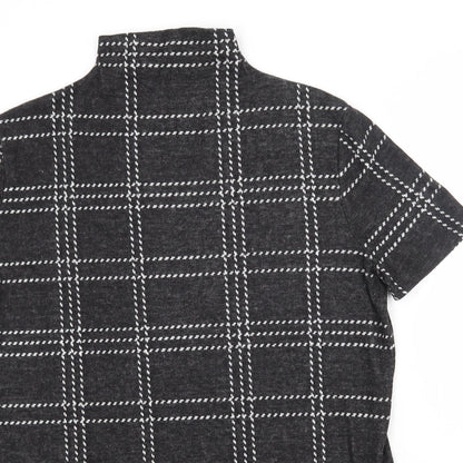 Select Womens Grey Check Polyester Pencil Dress  Size 14  High Neck Pullover