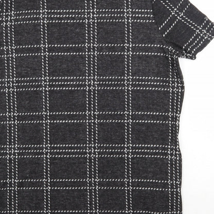 Select Womens Grey Check Polyester Pencil Dress  Size 14  High Neck Pullover