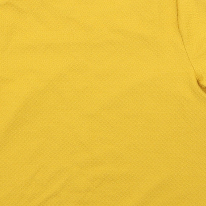 Oasis Womens Yellow  Polyester Basic T-Shirt Size M Round Neck - Faux Leather Detail
