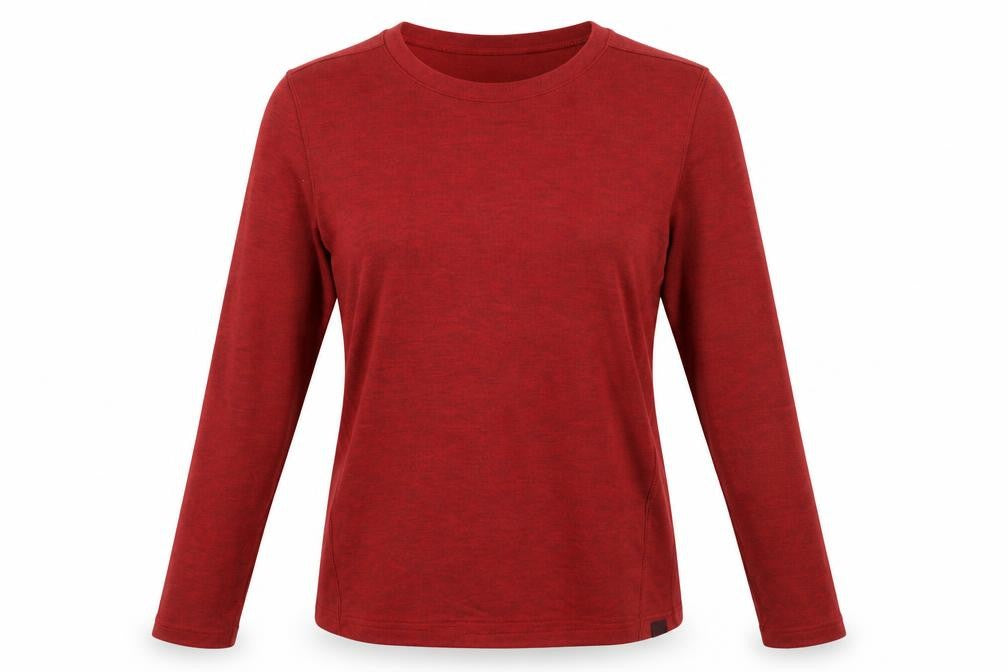 Front view of Decathlon women’s orange polyester pullover sweatshirt, size L