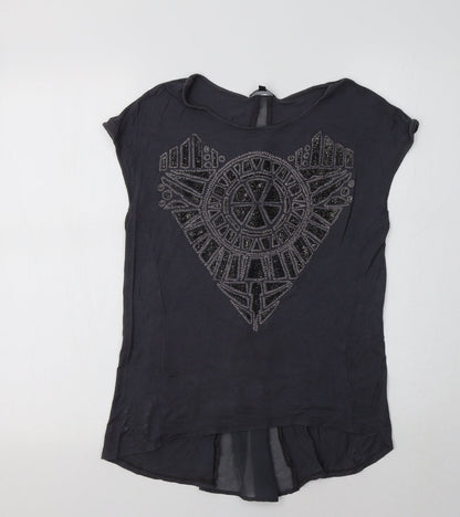 Womens UK Size 10 Warehouse Grey Basic Blouse