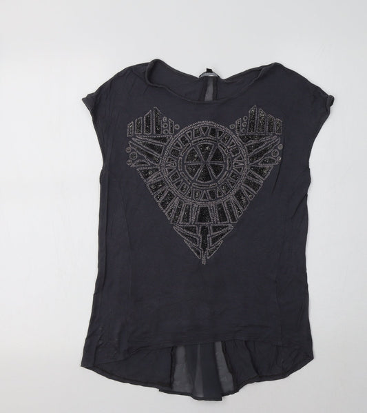 Womens UK Size 10 Warehouse Grey Basic Blouse