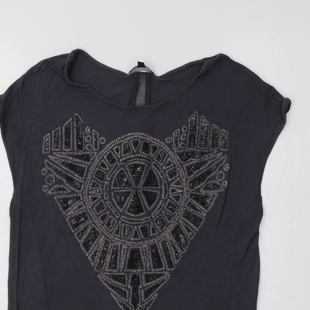 Womens UK Size 10 Warehouse Grey Basic Blouse