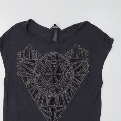 Womens UK Size 10 Warehouse Grey Basic Blouse