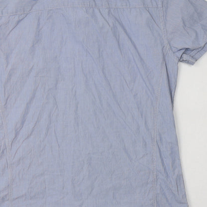 Mens UK Size L Crafted Blue  Button-Up Short Sleeve Casual Shirt