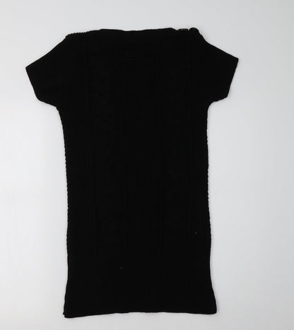 PRODIGY Womens Black Boat Neck  Acrylic Tunic Jumper Size M