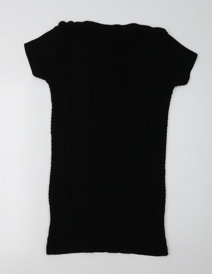 PRODIGY Womens Black Boat Neck  Acrylic Tunic Jumper Size M