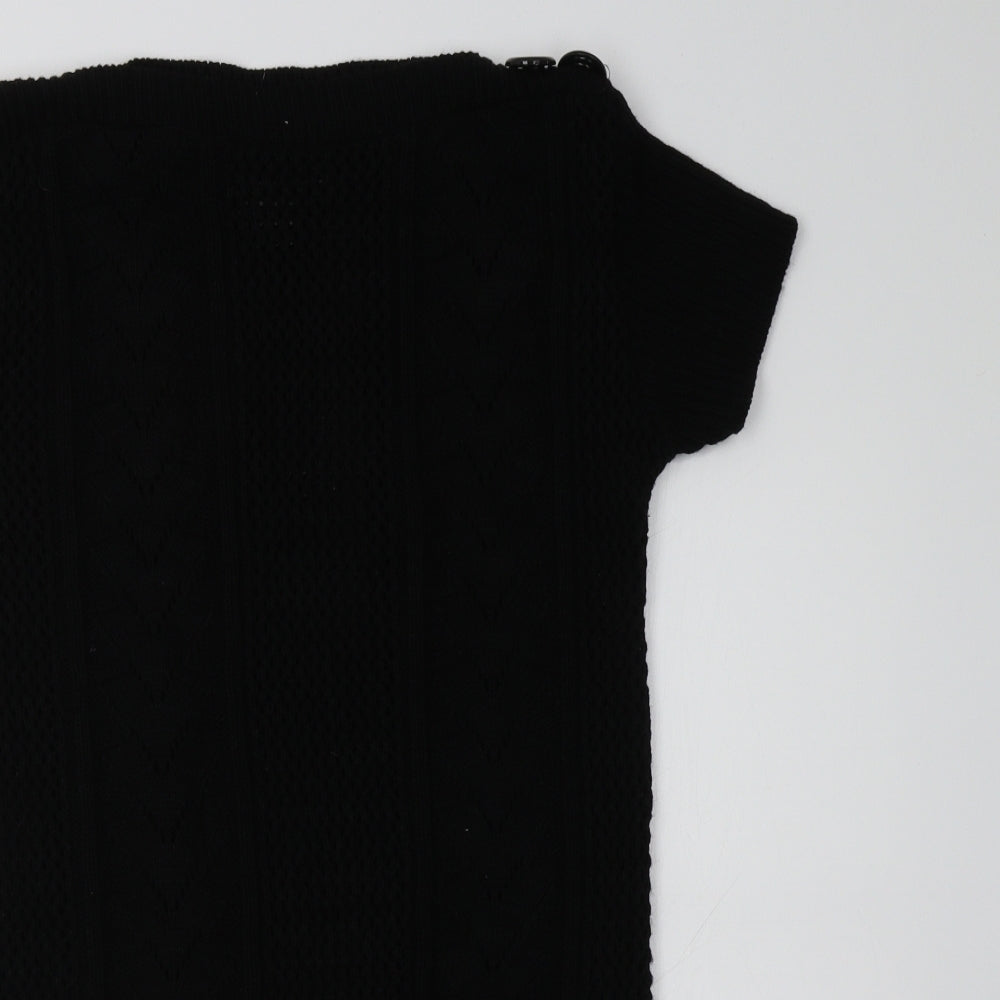 PRODIGY Womens Black Boat Neck  Acrylic Tunic Jumper Size M