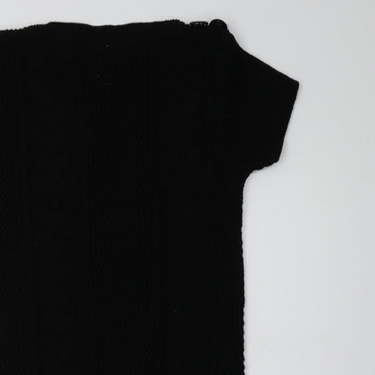 PRODIGY Womens Black Boat Neck  Acrylic Tunic Jumper Size M
