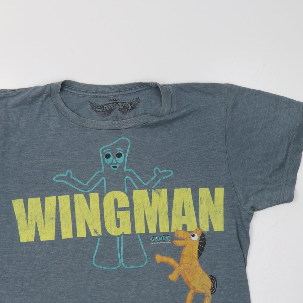 Savvy Womens Grey  Cotton Basic T-Shirt Size S Crew Neck - Wingman