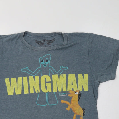 Savvy Womens Grey  Cotton Basic T-Shirt Size S Crew Neck - Wingman