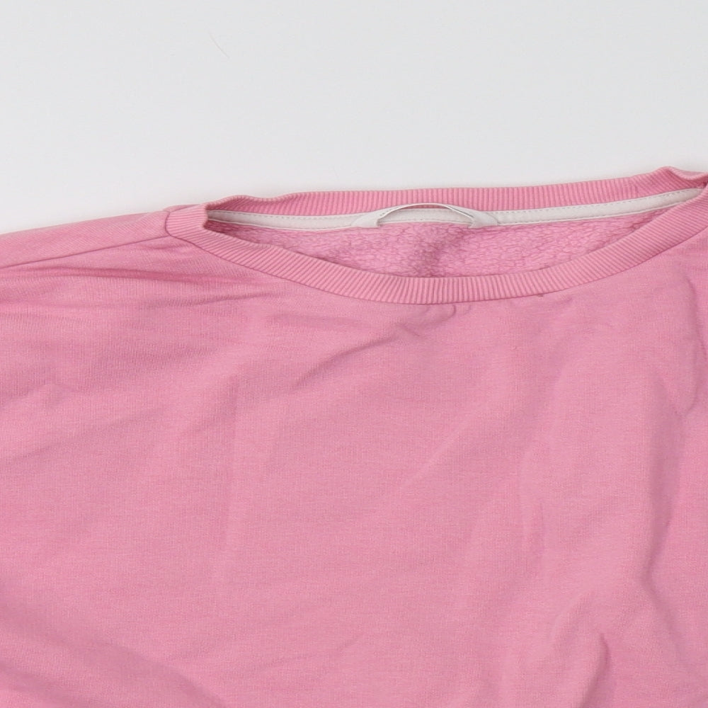 M&S Girls Pink Striped Cotton Pullover Sweatshirt Size 12-13 Years