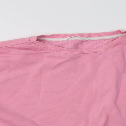 M&S Girls Pink Striped Cotton Pullover Sweatshirt Size 12-13 Years