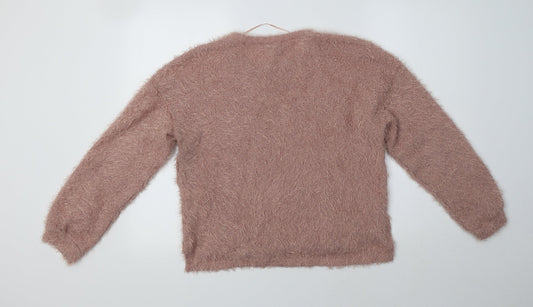 Primark Womens Pink Crew Neck  Polyester Pullover Jumper Size XS