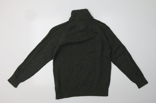 M&S Mens Green Collared  Cotton Pullover Jumper Size M