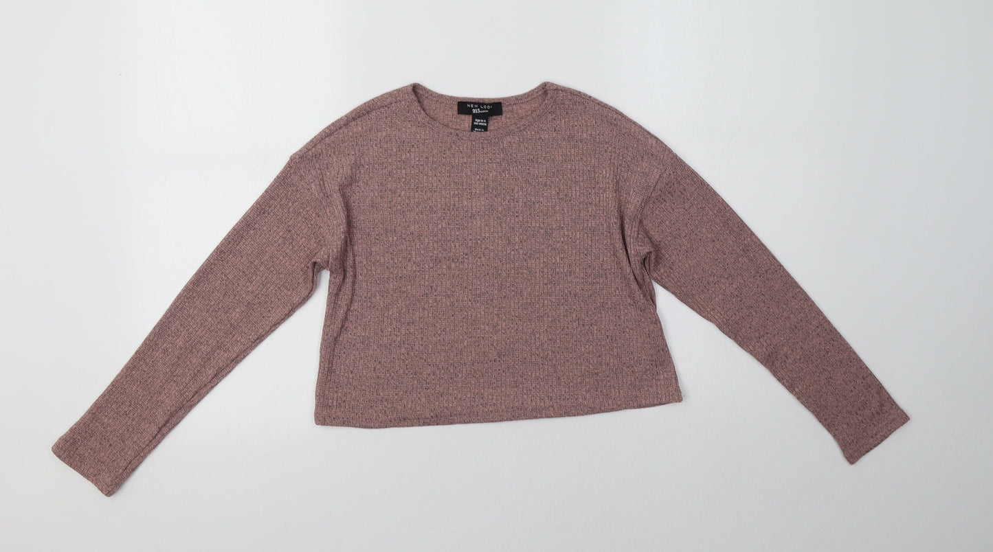 New Look Girls Pink Crew Neck  Polyester Pullover Jumper Size 10-11 Years