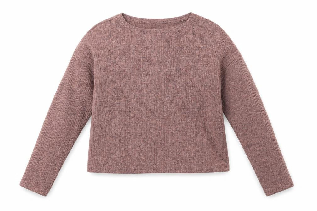 Front view of New Look girls’ pink crew neck polyester jumper, size 10-11, years