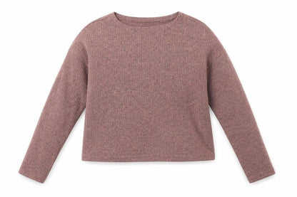 Front view of New Look girls’ pink crew neck polyester jumper, size 10-11, years