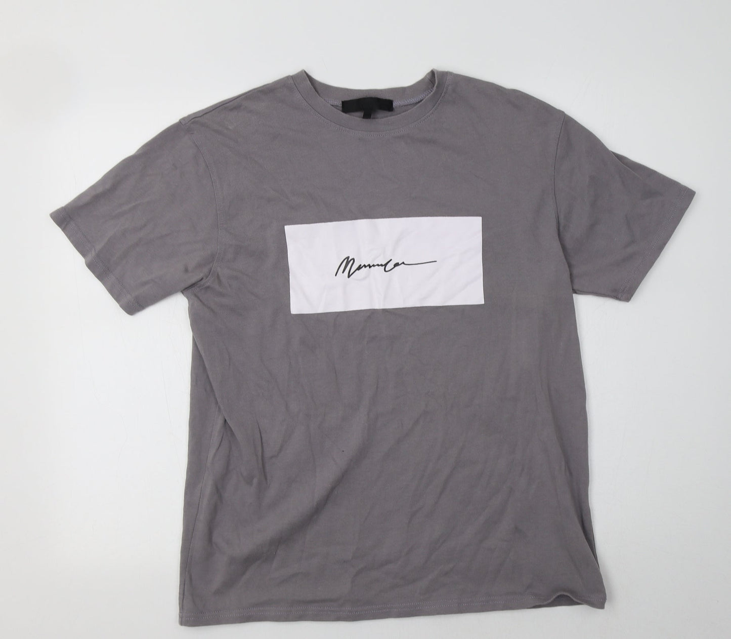 Mennace Mens Grey  Cotton  T-Shirt Size S Crew Neck
