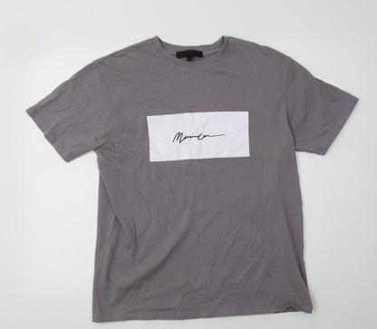 Mennace Mens Grey  Cotton  T-Shirt Size S Crew Neck