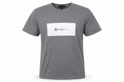 Front view of Mennace men’s grey cotton t-shirt, size S, crew neck
