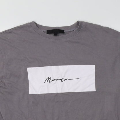 Mennace Mens Grey  Cotton  T-Shirt Size S Crew Neck