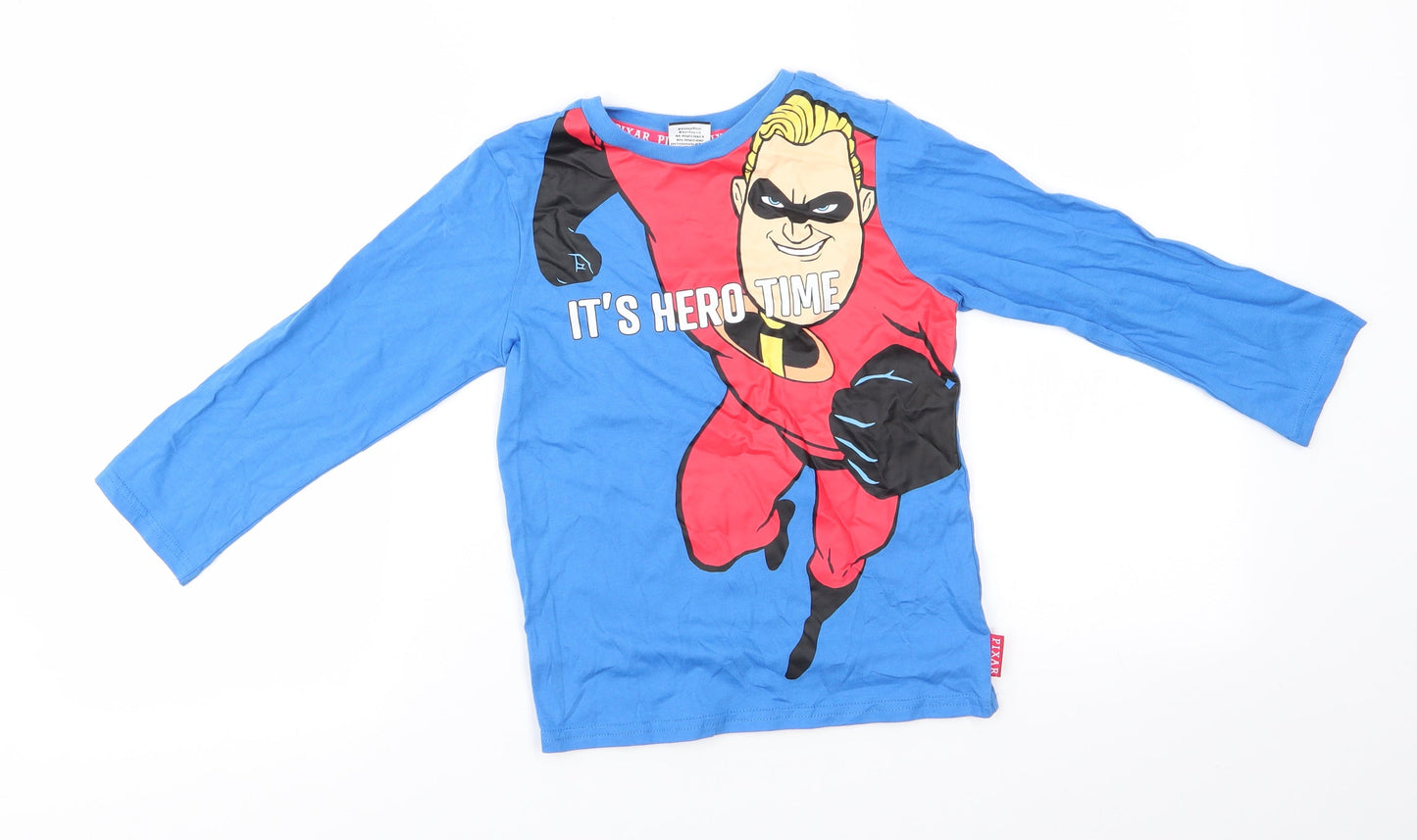 Disney Pixar Boys Blue Solid Cotton  Pyjama Top Size 4-5 Years   - It's Hero Time
