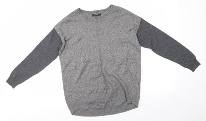 George Womens Grey Round Neck  Cotton Pullover Jumper Size 8   - Colourblock Greys
