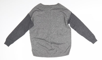 George Womens Grey Round Neck  Cotton Pullover Jumper Size 8   - Colourblock Greys