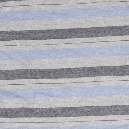 George Mens Blue Striped Cotton  T-Shirt Size M V-Neck  - Blue Grey