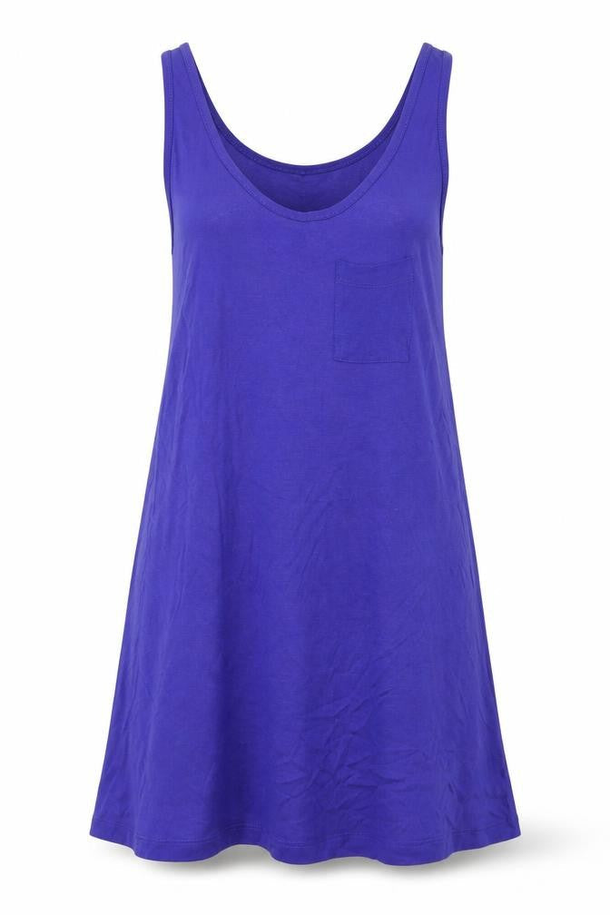 Front view of E-vie women’s purple viscose a-line, size UK 10, scoop neck - slip tank t-shirt