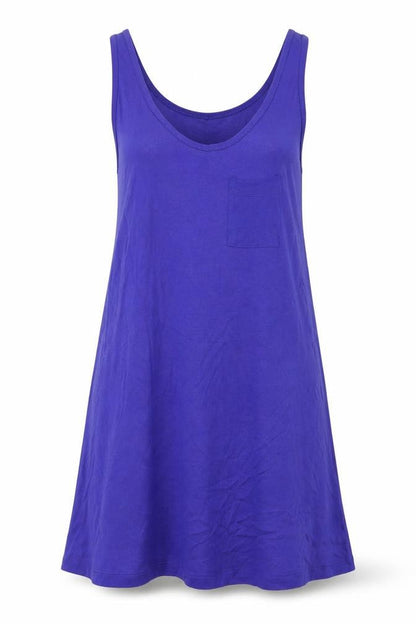Front view of E-vie women’s purple viscose a-line, size UK 10, scoop neck - slip tank t-shirt