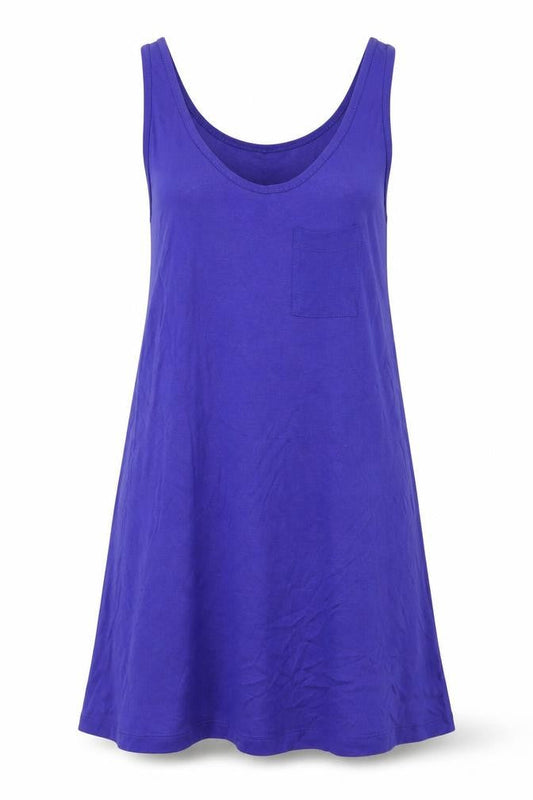 Front view of E-vie women’s purple viscose a-line, size UK 10, scoop neck - slip tank t-shirt