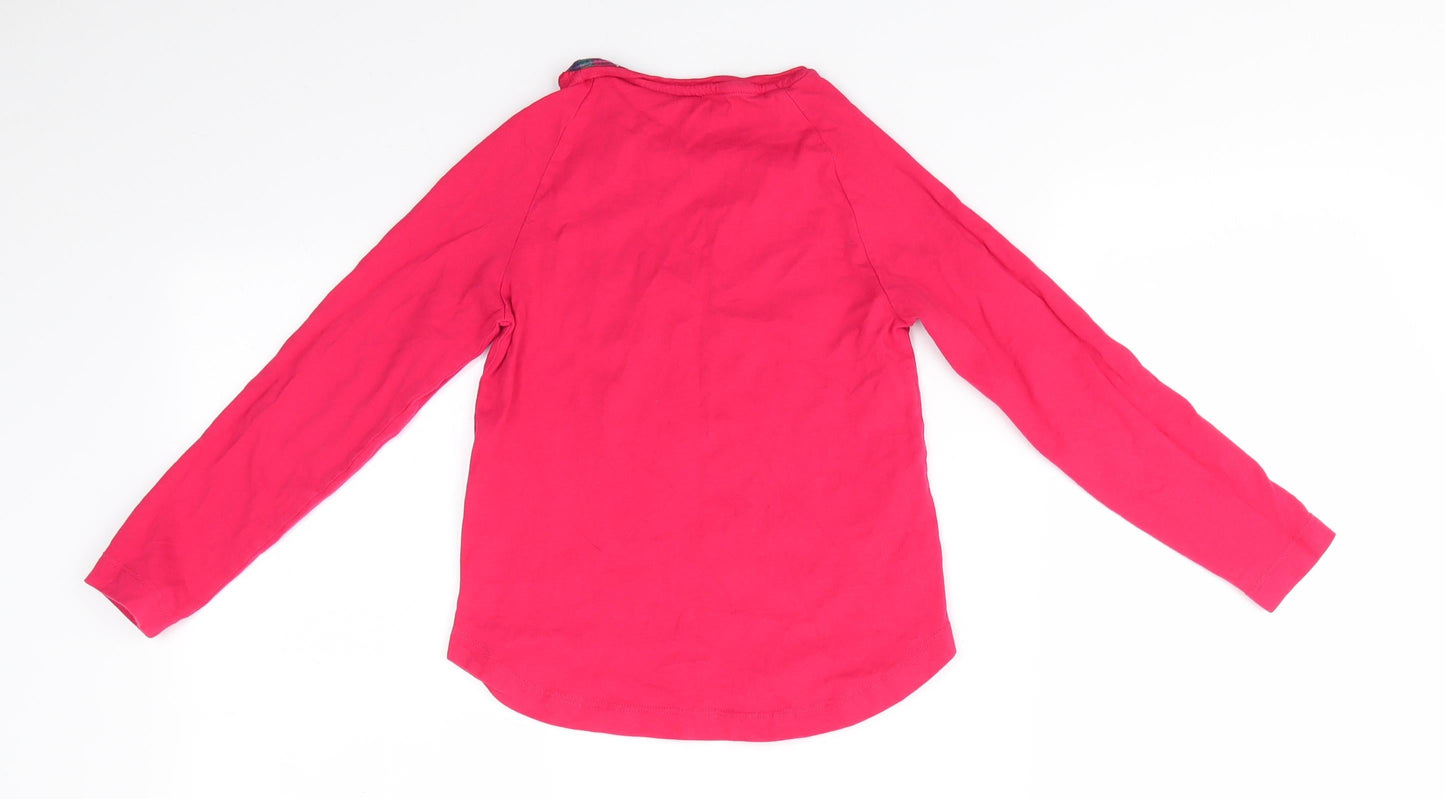 Matalan Girls Red Solid Cotton  Pyjama Top Size 7 Years   - Snow Sleepy Gold