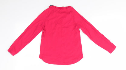 Matalan Girls Red Solid Cotton  Pyjama Top Size 7 Years   - Snow Sleepy Gold