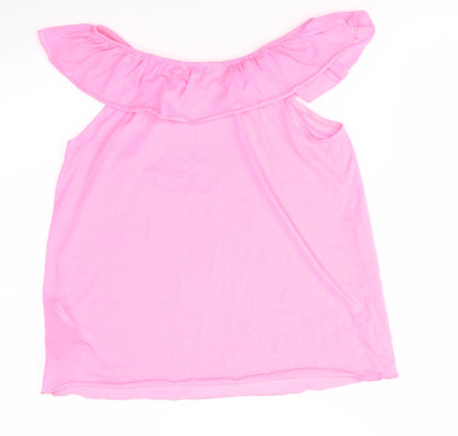 H&M Girls Pink  Polyester Basic Tank Size 9-10 Years Off the Shoulder  - Florescent Pink