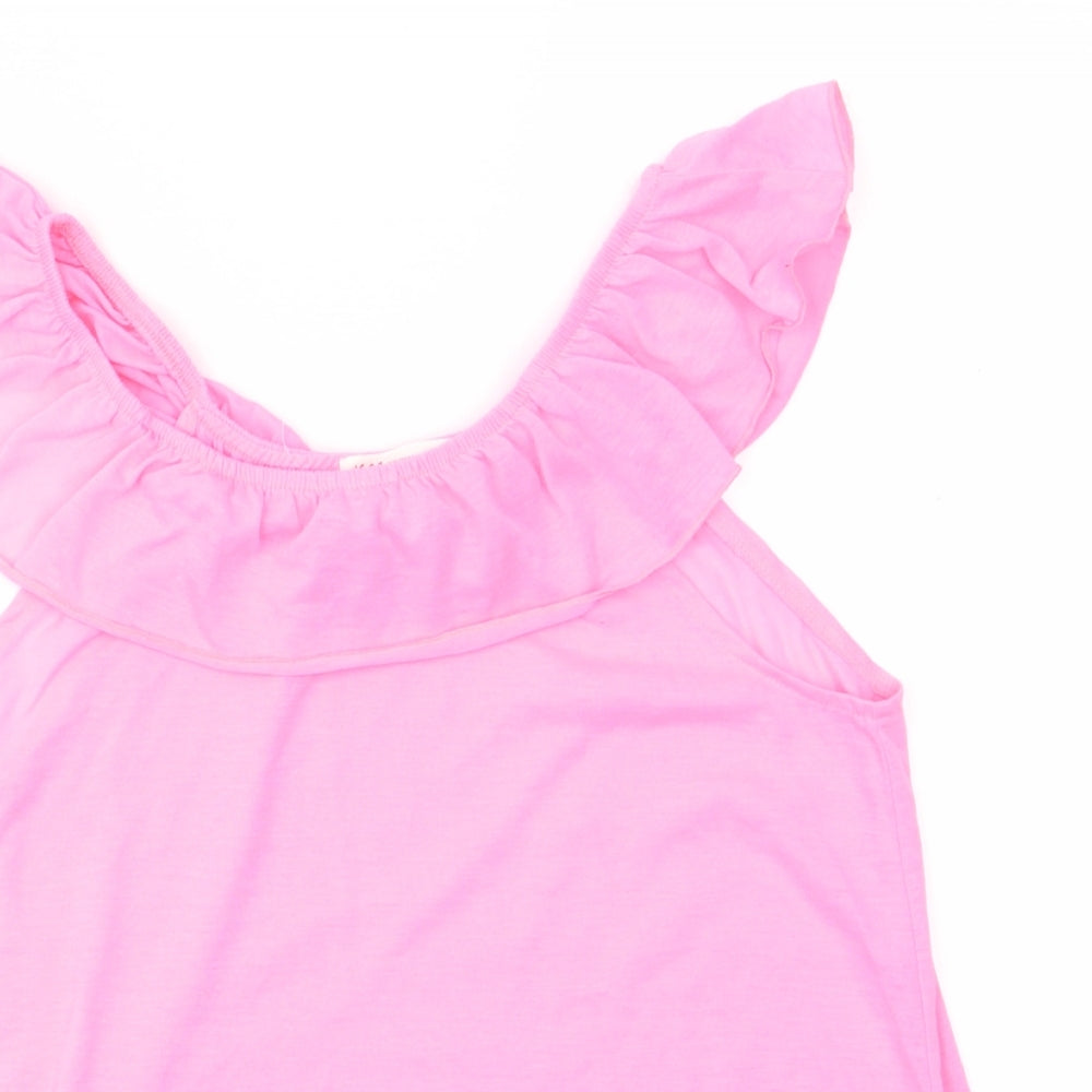 H&M Girls Pink  Polyester Basic Tank Size 9-10 Years Off the Shoulder  - Florescent Pink