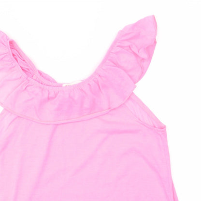 H&M Girls Pink  Polyester Basic Tank Size 9-10 Years Off the Shoulder  - Florescent Pink