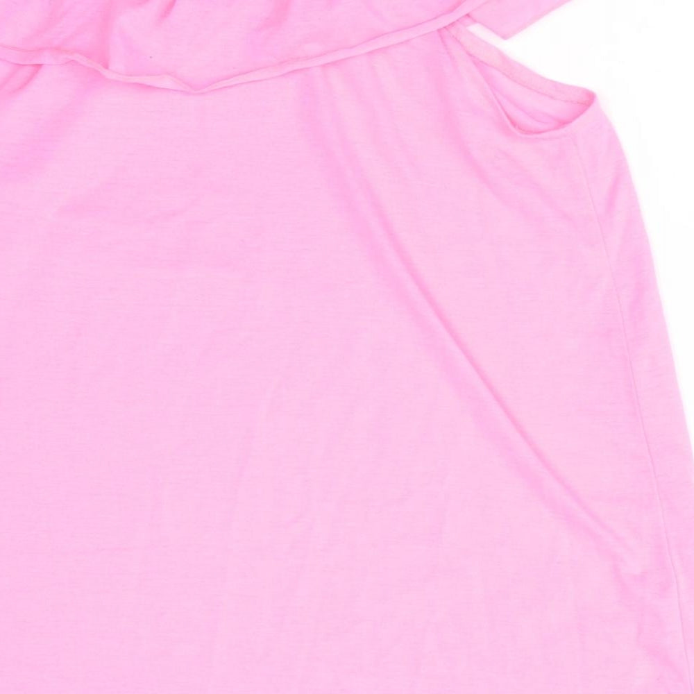 H&M Girls Pink  Polyester Basic Tank Size 9-10 Years Off the Shoulder  - Florescent Pink