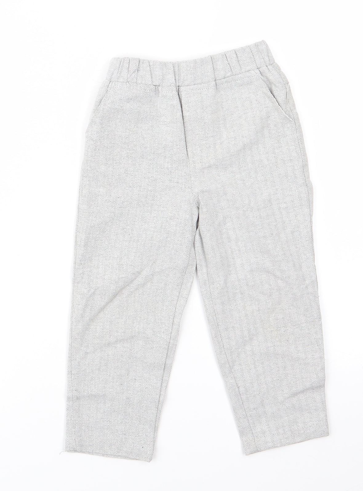 Preworn Boys Grey Herringbone  Dress Pants Trousers Size 3 Years  Regular  - Grey Green