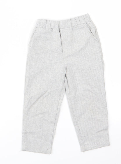 Preworn Boys Grey Herringbone  Dress Pants Trousers Size 3 Years  Regular  - Grey Green