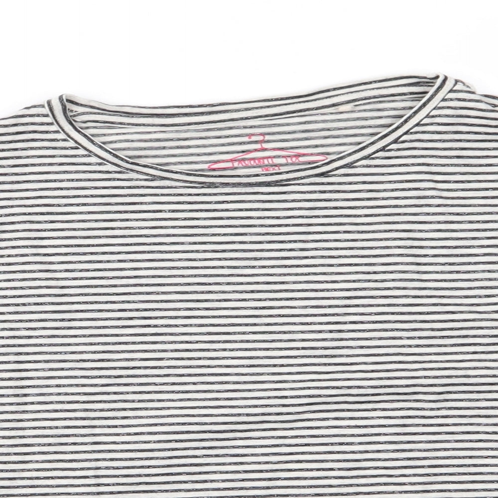 NEXT Girls Black Spotted Cotton Tunic T-Shirt Size 10 Years Round Neck  - Subtle shimmer effect Heart Logo Frilled hem