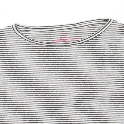 NEXT Girls Black Spotted Cotton Tunic T-Shirt Size 10 Years Round Neck  - Subtle shimmer effect Heart Logo Frilled hem