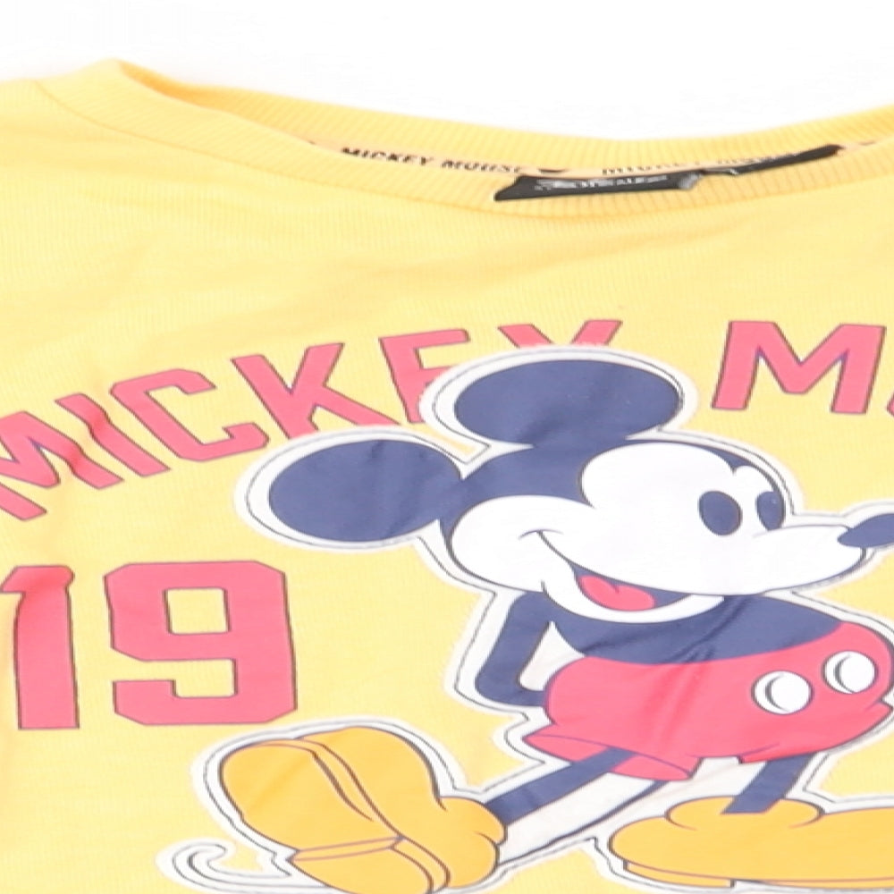 Disney at Primark Girls Yellow Animal Print Cotton Pullover Sweatshirt Size 10-11 Years   - Mickey Mouse 1928