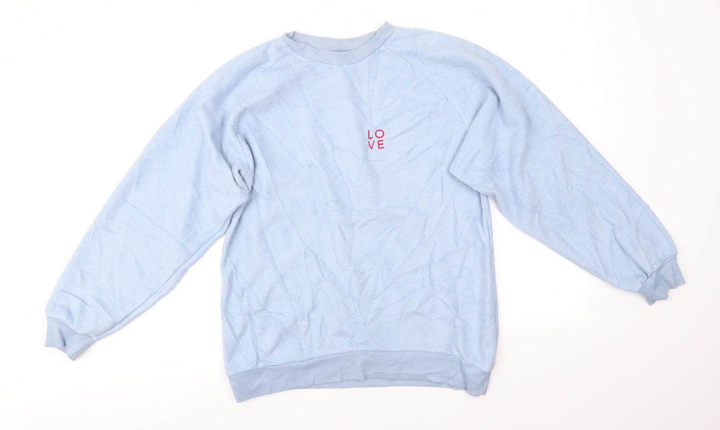 Topshop Womens Blue  Polyester Pullover Sweatshirt Size 6   - Love Pale Blue